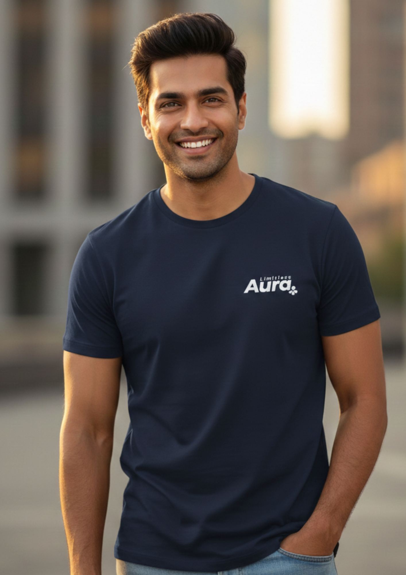 KURUX Classic Unisex Cotton T-Shirt – Navy Blue|AURA